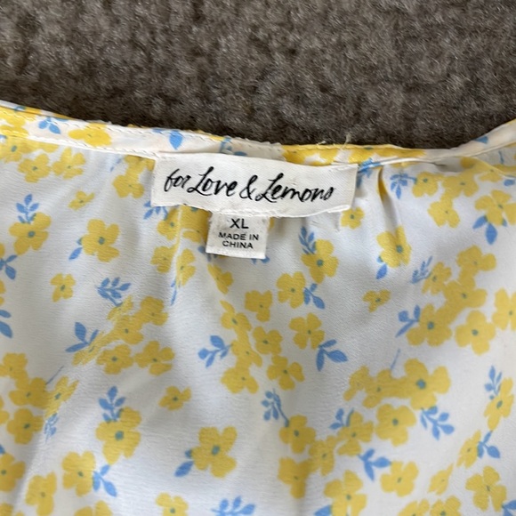 For Love And Lemons Yellow Daffodil Floral Mini Dress/Robe (XL) - Picture 7 of 16